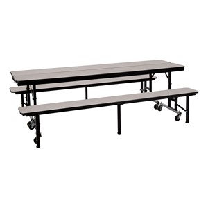 Mobile Convertible Bench Table (30" W x 7' L) - Gray