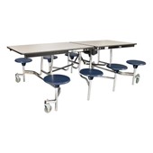 Mobile Stool Cafeteria Table - 8 Stools (30" W x 8' L)