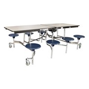 Mobile Stool Cafeteria Table - 8 Stools (30" W x 8' L)