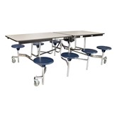 Mobile Stool Cafeteria Table - 8 Stools (30'' W x 8' L)