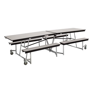 Mobile Bench Cafeteria Table w/ Particleboard Core