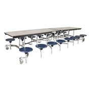 Mobile Stool Cafeteria Table - 16 Stools (30" W x 12' L)