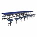 Mobile Stool Cafeteria Table w/ Plywood Core & Powder Coat Frame - 16 Stools (30" W x 12'L x 27" H) - Blue