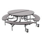 Round Mobile Bench Cafeteria Table w/ Particleboard Core - Quick Ship