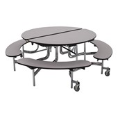 Round Mobile Bench Cafeteria Table w/ Particleboard Core - Quick Ship