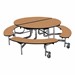 Round Mobile Bench Lunchroom Table (60" Diameter) - Oak