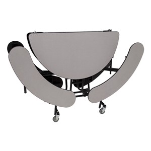 Round Mobile Bench Lunchroom Table (60" Diameter) - Gray - Folded