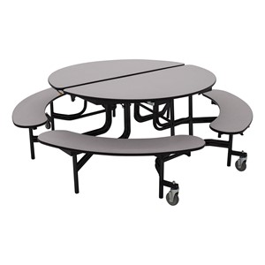 Round Mobile Bench Lunchroom Table (60" Diameter) - Gray