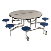 Round Mobile Stool Cafeteria Table - 8 Stools (60" Diameter)