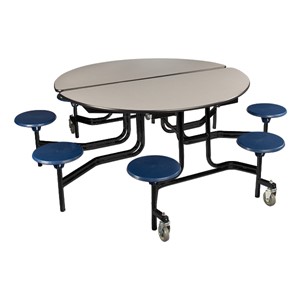 Round Mobile Stool Cafeteria Table w/ Particleboard Core & Powder Coat Frame (60" Diameter)