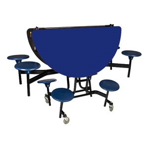 Round Mobile Stool Cafeteria Table w/ Particleboard Core & Powder Coat Frame (60" Diameter) - Folded