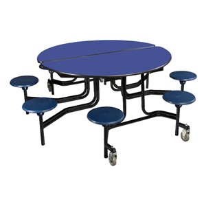 Round Mobile Stool Cafeteria Table w/ Particleboard Core & Powder-Coat Frame (60" Diameter)
