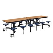 Mobile Stool Cafeteria Table - 12 Stools (30" W x 10' L)