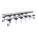 Mobile Stool Cafeteria Table w/ Plywood Core, Protect Edge & Chrome Frame - 12 Stools (30" W x 10'L) - Gray