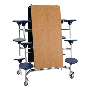 Mobile Stool Cafeteria Table w/ MDF Core & Protect Edge - Folded