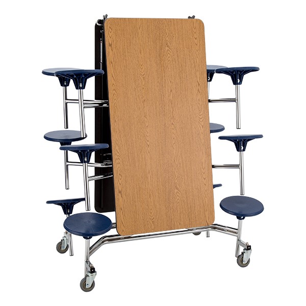 Mobile Stool Cafeteria Table w/ MDF Core & Protect Edge - Folded