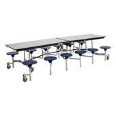Mobile Stool Cafeteria Table - 12 Stools (30" W x 12' L)
