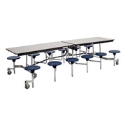 Mobile Stool Cafeteria Table - 12 Stools (30" W x 12' L)