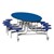Elliptical Mobile Stool Cafeteria Table - 12 Stools  (72 1/2" W x 10' 1" L) - Blue w/ Blue Stools