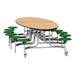 Elliptical Mobile Stool Cafeteria Table - 12 Stools  (72 1/2" W x 10' 1" L) - Maple w/ Green Stools