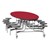 Elliptical Mobile Stool Cafeteria Table - 12 Stools  (72 1/2" W x 10' 1" L) - Red w/ Gray Stools
