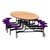 Elliptical Mobile Stool Cafeteria Table - 12 Stools  (72 1/2" W x 10' 1" L) - Maple w/ Purple Stools