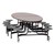 Elliptical Mobile Stool Cafeteria Table w/ MDF Core, Powder Coat Frame & Protect Edge - 12 Stools (73 1/2" W 10' 1" L) - Gray Top w/ Gray Stools