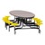 Elliptical Mobile Stool Cafeteria Table w/ MDF Core, Powder Coat Frame & Protect Edge - 12 Stools (73 1/2" W 10' 1" L) - Gray Top w/ Yellow Stools