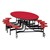 Elliptical Mobile Stool Cafeteria Table - 12 Stools  (72 1/2" W x 10' 1" L) - Red w/ Red Stools