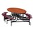 Elliptical Mobile Stool Cafeteria Table - 12 Stools  (72 1/2" W x 10' 1" L) - Cherry w/ Burgundy Stools