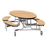 Elliptical Mobile Bench Cafeteria Table (72'' W x 10' 1'' L)