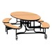 Elliptical Mobile Bench Cafeteria Table w/ Particleboard Core, Powder Coat Frame & Vinyl T-Mold Edge (72" W 10' 1" L) - Fusion Maple