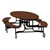 Elliptical Mobile Bench Cafeteria Table w/ Particleboard Core, Powder Coat Frame & Vinyl T-Mold Edge (72" W 10' 1" L) - Walnut