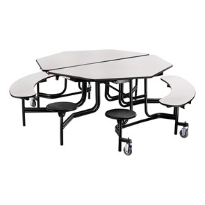 Octagon Mobile Combo-Seat Cafeteria Table