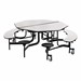 Octagon Mobile Combo-Seat Cafeteria Table w/ Powder Coat Frame