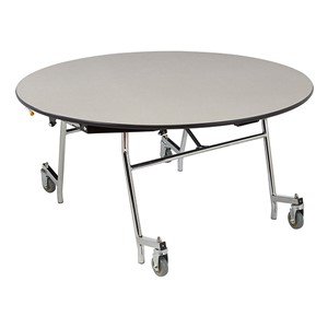 Easy-Fold Mobile Round Cafeteria Table - Gray