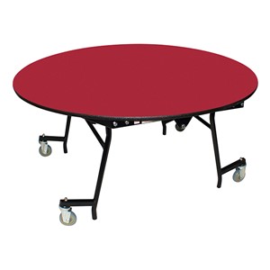Easy-Fold Mobile Round Cafeteria Table - Red