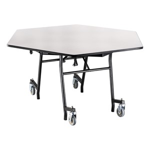 Easy-Fold Mobile Hexagon Nesting Cafeteria Table w/ Powder Coat Frame