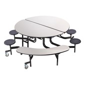 Round Mobile Combo-Seat Cafeteria Table