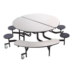 Round Mobile Combo-Seat Cafeteria Table