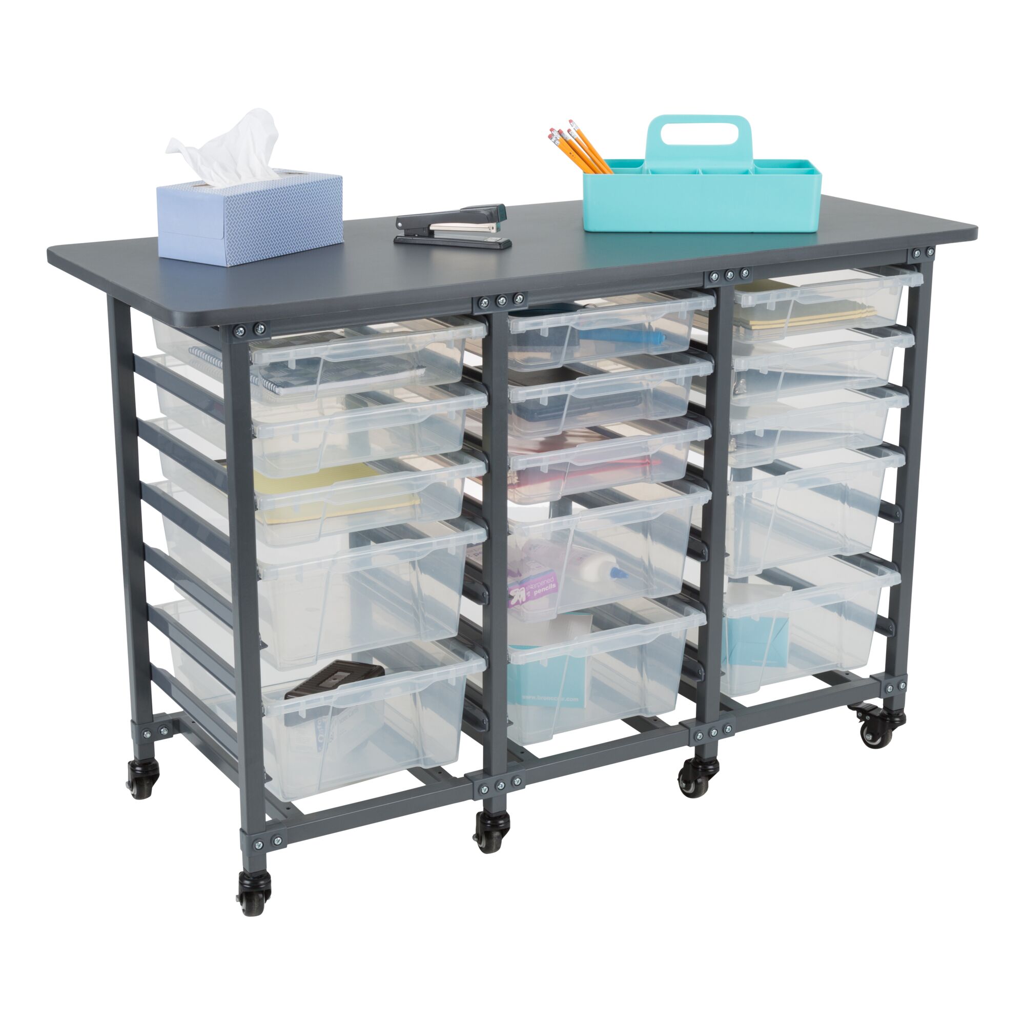 Structure Series Triple-Wide Mobile Classroom Storage Cart