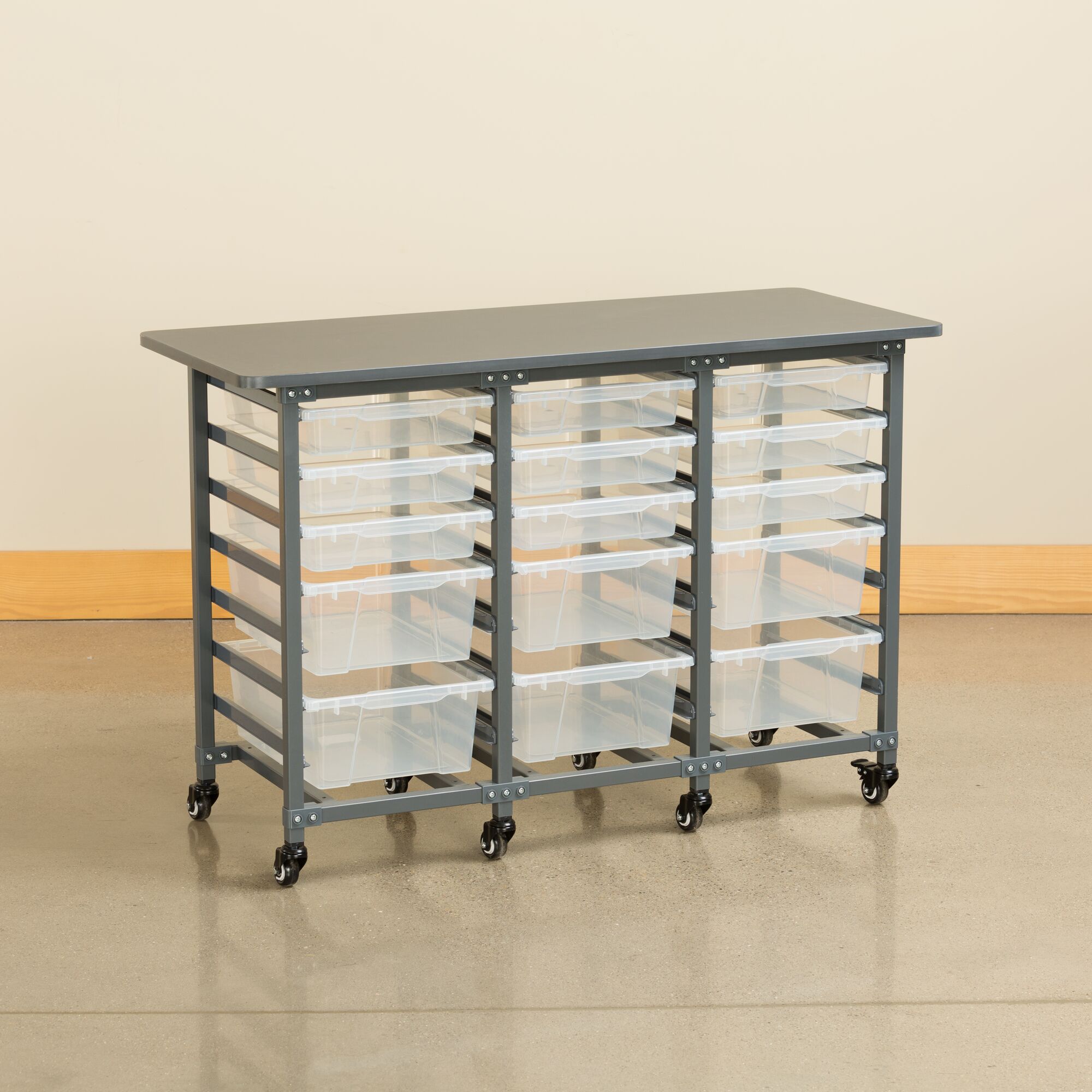 Structure Series Triple-Wide Mobile Classroom Storage Cart