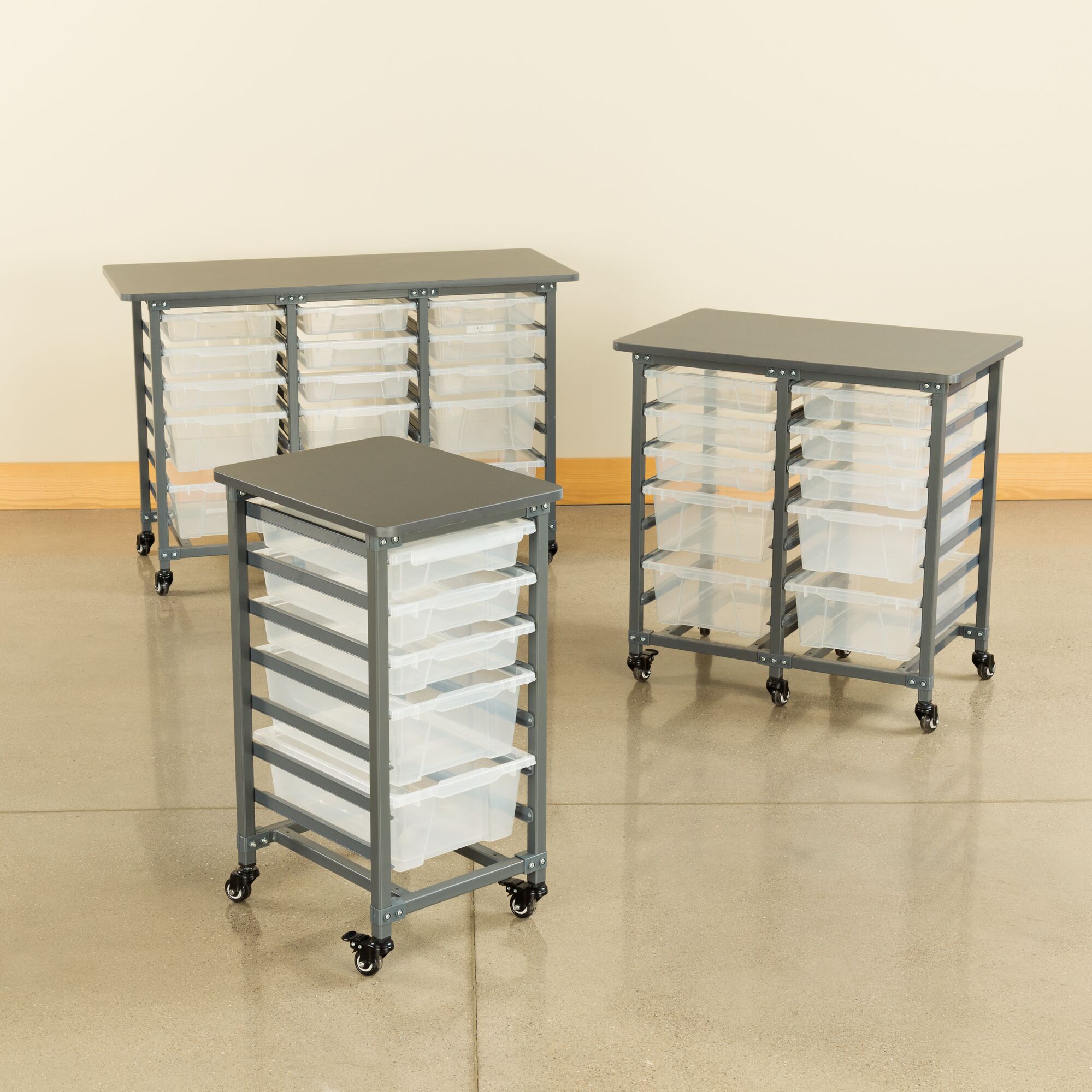 Structure Series Triple-Wide Mobile Classroom Storage Cart