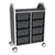 Profile Series Double-Wide Mobile Classroom Storage Cart - 8 Large Translucent Graphite Bins