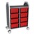 Profile Series Double-Wide Mobile Classroom Storage Cart - 8 Large Translucent Red Bins