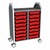 Profile Series Double-Wide Mobile Classroom Storage Cart - 16 Small Bins - Translucent Red