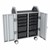 Profile Series Double-Wide Mobile Classroom Storage Cart w/ Doors - 8 Small & 4 Large Bins - Translucent Graphite