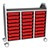 Profile Series Triple-Wide Mobile Classroom Storage Tower - 24 Small Bins - Translucent Red