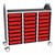 Profile Series Triple-Wide Mobile Classroom Storage Tower - 24 Small Bins - Translucent Red