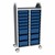 Profile Series Double-Wide Mobile Classroom Storage Tower - 12 Small & 6 Large Bins - Translucent Brilliant Blue